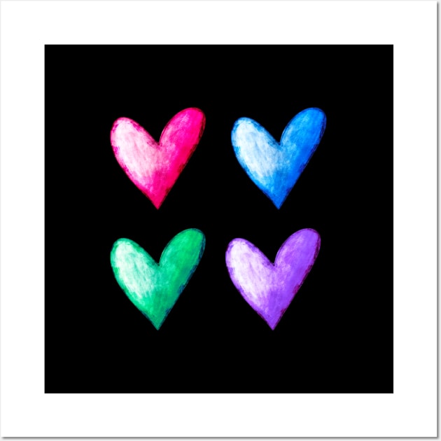 Colorful Hearts Wall Art by Kelly Louise Art